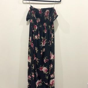 Strapless floral maxidress